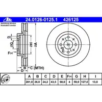 ATE 24.0126-0125.1 Bremsscheiben 2 Stück FIAT