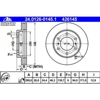 ATE 24.0126-0145.1 Bremsscheiben 2 Stück MITSUBISHI