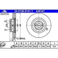ATE 24.0126-0141.1 Bremsscheiben 2 Stück TOYOTA
