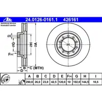 ATE 24.0126-0161.1 Bremsscheiben 2 Stück RENAULT TRUCKS
