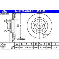 ATE 24.0126-0162.1 Bremsscheiben 2 Stück MITSUBISHI