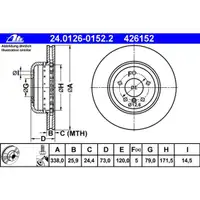 ATE 24.0126-0152.2 Bremsscheiben 2 Stück BMW
