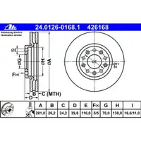 ATE 24.0126-0168.1 Bremsscheiben 2 Stück ALFA ROMEO