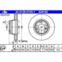ATE 24.0128-0105.1 Bremsscheiben 2 Stück BMW