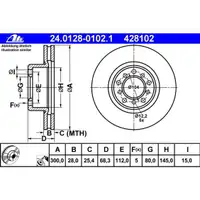 ATE 24.0128-0102.1 Bremsscheiben 2 Stück MERCEDES-BENZ