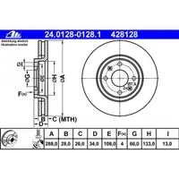 ATE 24.0128-0128.1 Bremsscheiben 2 Stück CITROËN
