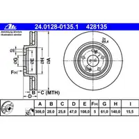 ATE 24.0128-0135.1 Bremsscheiben 2 Stück RENAULT