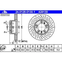 ATE 24.0128-0130.1 Bremsscheiben 2 Stück PORSCHE