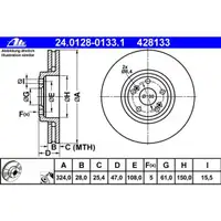 ATE 24.0128-0133.1 Bremsscheiben 2 Stück RENAULT