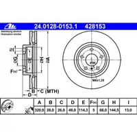 ATE 24.0128-0153.1 Bremsscheiben 2 Stück NISSAN