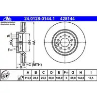 ATE 24.0128-0144.1 Bremsscheiben 2 Stück VOLVO