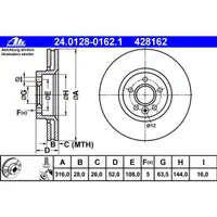 ATE 24.0128-0162.1 Bremsscheiben 2 Stück VOLVO