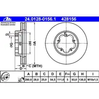 ATE 24.0128-0156.1 Bremsscheiben 2 Stück FORD