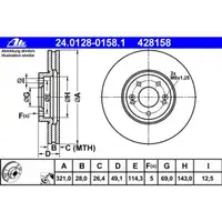 ATE 24.0128-0158.1 Bremsscheiben 2 Stück HYUNDAI