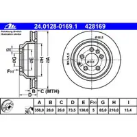 ATE 24.0128-0169.1 Bremsscheiben 2 Stück PORSCHE