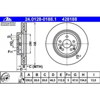 ATE 24.0128-0188.1 Bremsscheiben 2 Stück MERCEDES-BENZ
