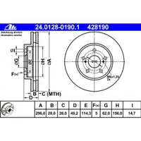 ATE 24.0128-0190.1 Bremsscheiben 2 Stück TOYOTA