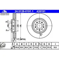ATE 24.0128-0191.1 Bremsscheiben 2 Stück ALFA ROMEO