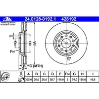 ATE 24.0128-0192.1 Bremsscheiben 2 Stück ALFA ROMEO