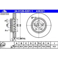 ATE 24.0128-0201.1 Bremsscheiben 2 Stück OPEL