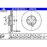 ATE 24.0128-0210.1 Bremsscheiben 2 Stück vorne VOLVO