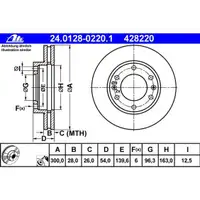 ATE 24.0128-0220.1 Bremsscheiben 2 Stück KIA