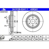 ATE 24.0128-0241.1 Bremsscheiben 2 Stück NISSAN