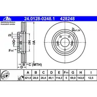ATE 24.0128-0248.1 Bremsscheiben 2 Stück KIA