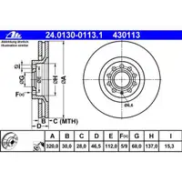 ATE 24.0130-0113.1 Bremsscheiben 2 Stück AUDI