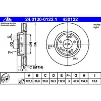 ATE 24.0130-0122.1 Bremsscheiben 2 Stück MERCEDES-BENZ