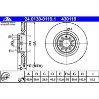 ATE 24.0130-0119.1 Bremsscheiben 2 Stück AUDI