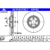 ATE 24.0130-0182.1 Bremsscheiben 2 Stück JAGUAR