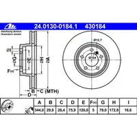 ATE 24.0130-0184.1 Bremsscheiben 2 Stück LAND ROVER