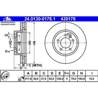 ATE 24.0130-0178.1 Bremsscheiben 2 Stück LAND ROVER