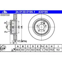 ATE 24.0130-0195.1 Bremsscheiben 2 Stück LAND ROVER