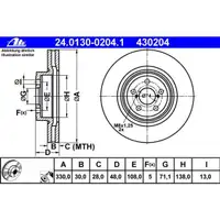 ATE 24.0130-0204.1 Bremsscheiben 2 Stück SUBARU