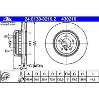 ATE 24.0130-0216.2 Bremsscheiben 2 Stück BMW