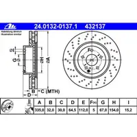 ATE 24.0132-0137.1 Bremsscheiben 2 Stück MERCEDES-BENZ