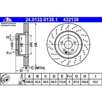 ATE 24.0132-0138.1 Bremsscheiben 2 Stück MERCEDES-BENZ