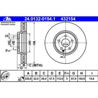 ATE 24.0132-0154.1 Bremsscheiben 2 Stück für MERCEDES-BENZ