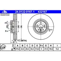 ATE 24.0132-0167.1 Bremsscheiben 2 Stück MERCEDES-BENZ