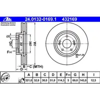 ATE 24.0132-0169.1 Bremsscheiben 2 Stück HYUNDAI