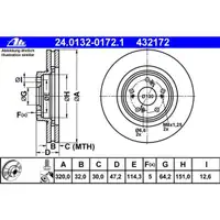 ATE 24.0132-0172.1 Bremsscheiben 2 Stück HONDA