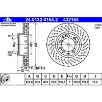 ATE 24.0132-0164.2 Bremsscheiben 2 Stück PORSCHE