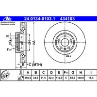 ATE 24.0134-0103.1 Bremsscheiben 2 Stück AUDI