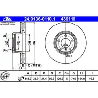 ATE 24.0136-0110.1 Bremsscheiben 2 Stück BMW