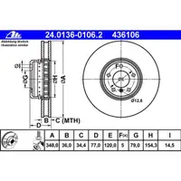 ATE 24.0136-0106.2 Bremsscheiben 2 Stück BMW