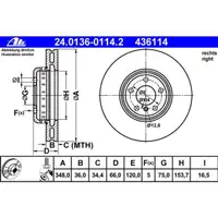 ATE 24.0136-0114.2 Bremsscheiben 2 Stück BMW