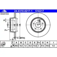 ATE 24.0310-0217.1 Power Disc Bremsscheiben 2 Stück MERCEDES-BENZ