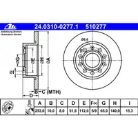 ATE 24.0310-0277.1 Power Disc Bremsscheiben 2 Stück VW
